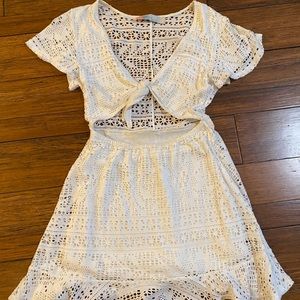 FREE PEOPL White Lace Dress with Front Tie